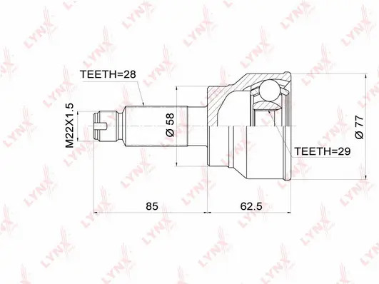 ШРУС НАРУЖ SUXUKI SX4 1.5-1.6 06-, FIAT SEDICI 1.6-1.9D 06-