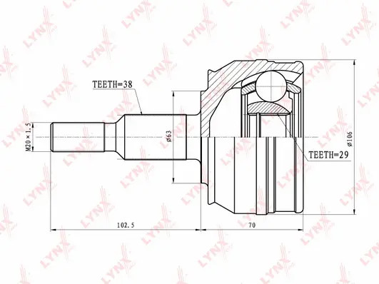 ШРУС НАРУЖ VW TRANSPORTER 5 2.0TD-3.2 03-