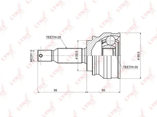 ШРУС НАРУЖ MITSUBISHI ASX 2.0 10- / LANCER 2.0 07- / OUTLANDER 2.0-2.4 06-, CITROEN C-CROSSER 07-