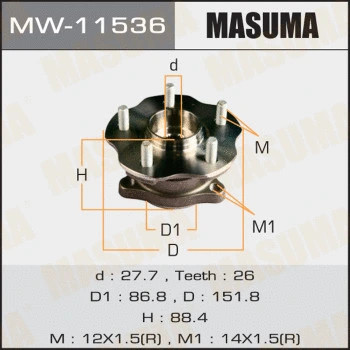 6 СТУПИЧНЫЙ УЗЕЛ MASUMA REAR RX450H, RX200T  GYL15L, AGL25L