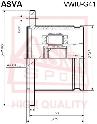 ШРУС внутренний 30x108 (oem-исполнение) Asva