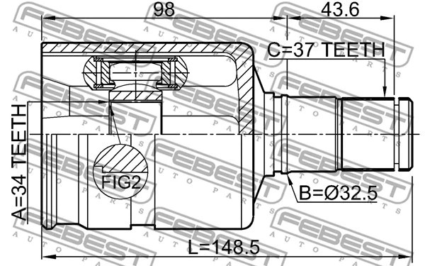 ШРУС внутренний L 34x31x37 Febest