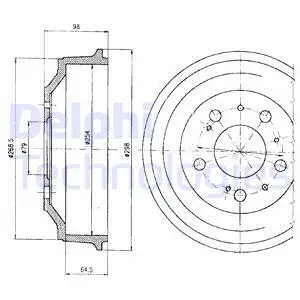 Барабан тормозной [254x64,5] 5 отв. Delphi