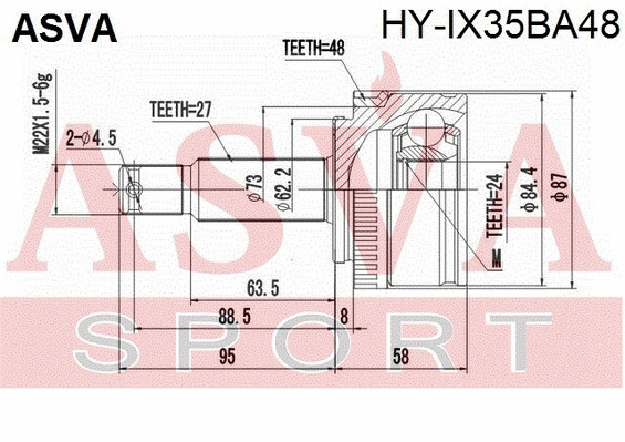 ШРУС наружный 24x64,5x27 Asva