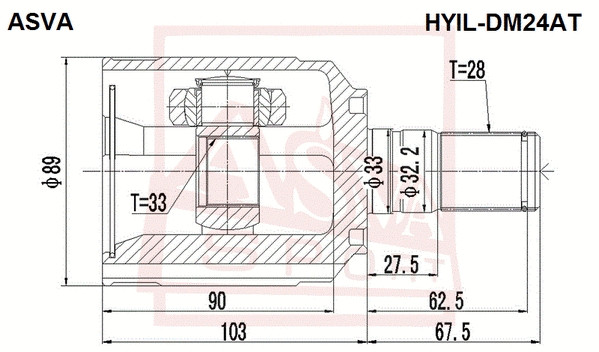 ШРУС внутренний левый 33x33x28 Asva