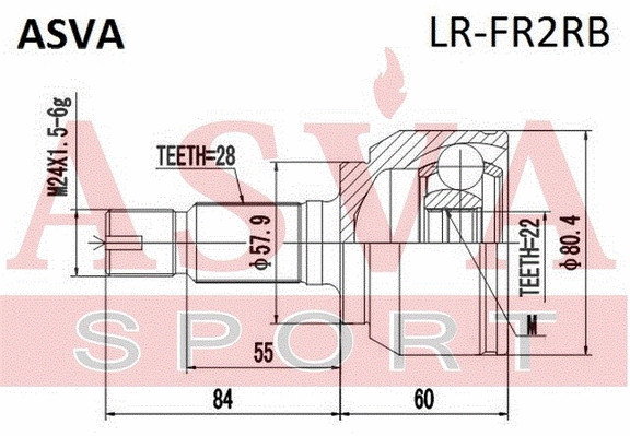 ШРУС наружный (К-кт) задний мост L/R (z22 x d57,8 x z28) Asva