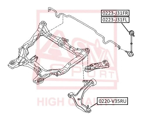 Тяга стабилизатора передняя правая Asva (арт. 0223-J31FR)
