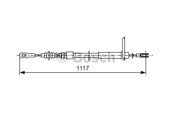 Трос стояночного тормоза прав MB W140 1109мм Bosch 1987477750