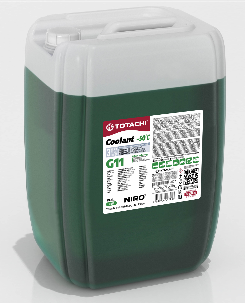 Антифриз Totachi Niro Coolant Green G11 зеленый -50°С 20 кг