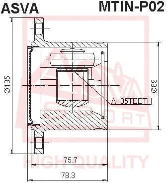 ШРУС внутренний правый 35x135 Asva