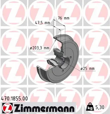 Барабан торм. [с колес.подшип., с кольцом сенсора ABS Zimmermann 470.1855.00 купить по выгодной цене с доставкой по России | Планета Авто