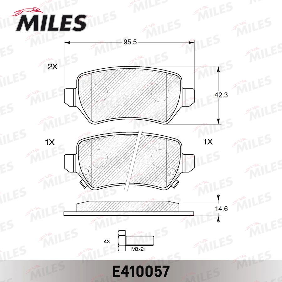 Колодки тормозные дисковые зад Miles E410057