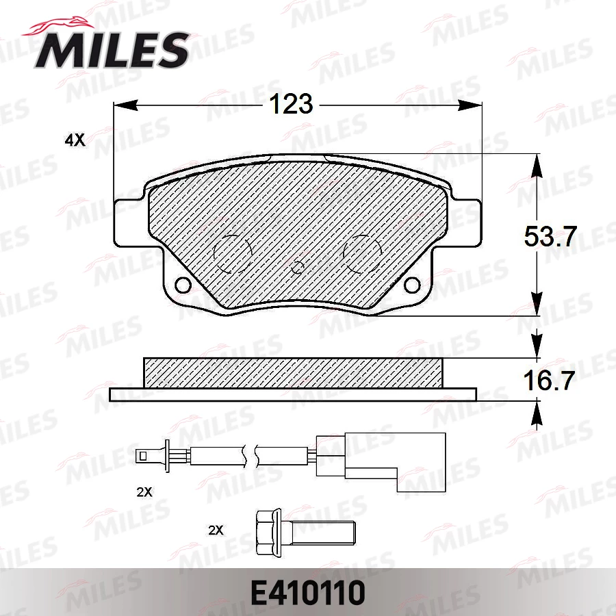 Колодки тормозные дисковые передние Miles E410110