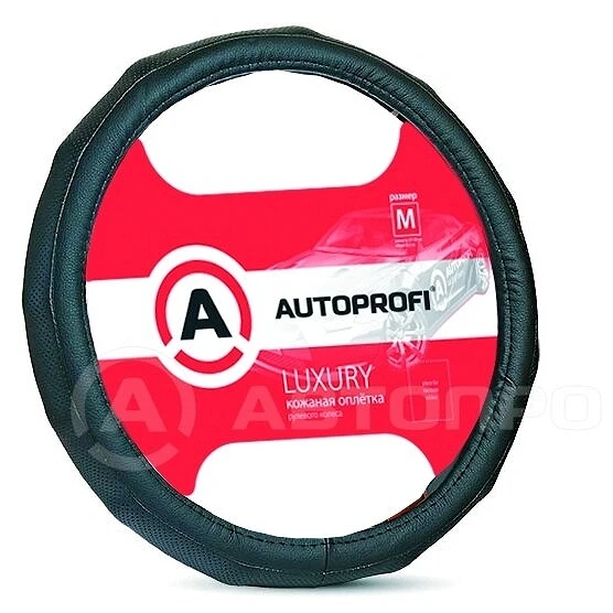 Оплётка руля Autoprofi Luxury Натуральная кожа черный M (арт. AP-1050 BK (M))