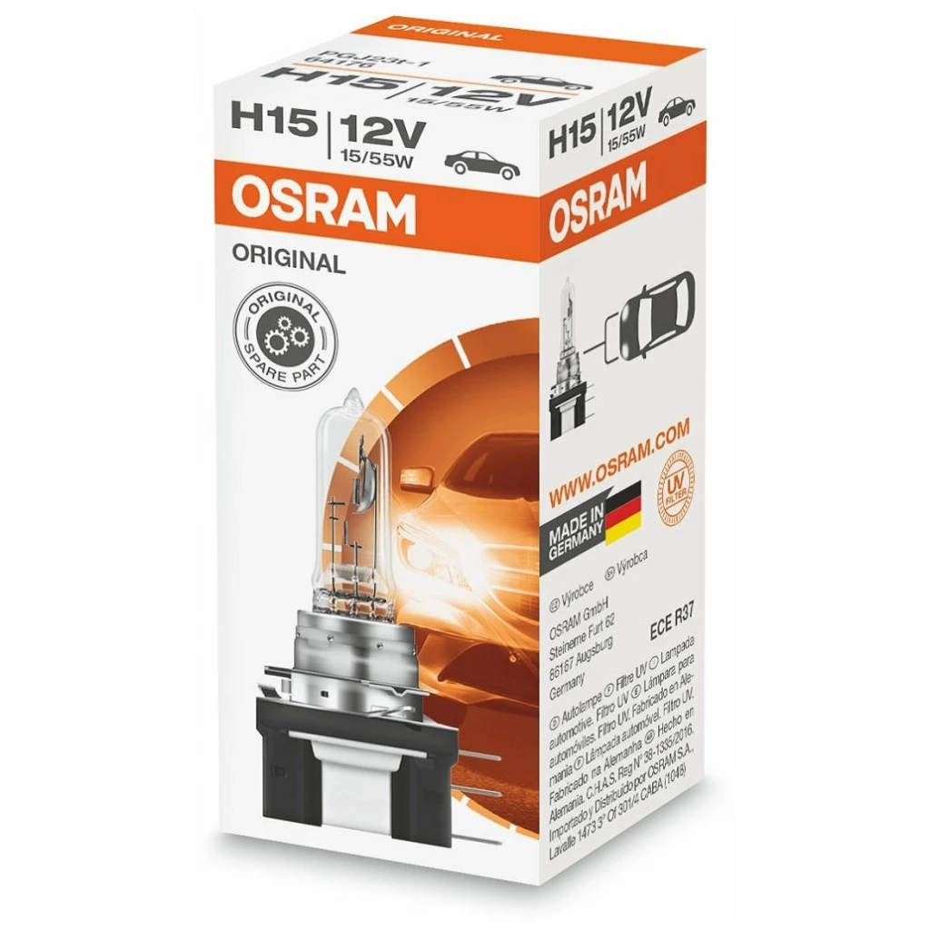 Лампа галогенная Osram 64176 H15 12V 55W, 1 шт.
