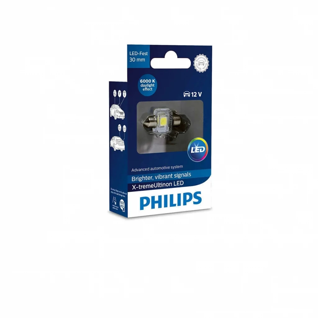 Лампа светодиодная Philips X-treme Ultinon LED T11/C5W (SV8.5) 12V, 129416000KX1, 1 шт