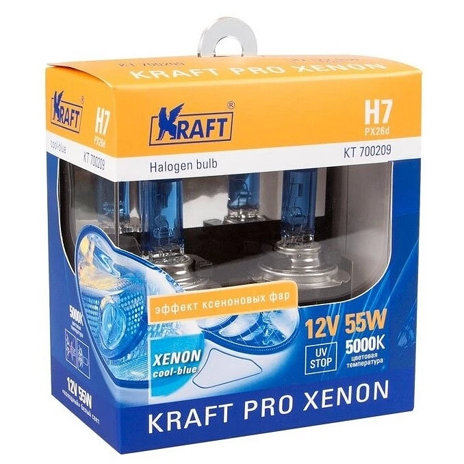 Лампа галогенная Kraft Pro Xenon H7 12V 55W, 1