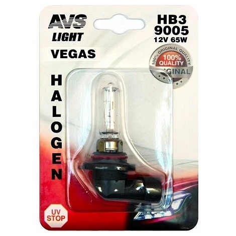 Лампа галогенная AVS Vegas HB3 12V 65W, 1 (арт. A78485S)