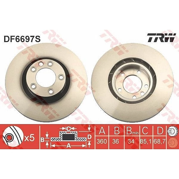 Диск тормозной TRW DF6697S