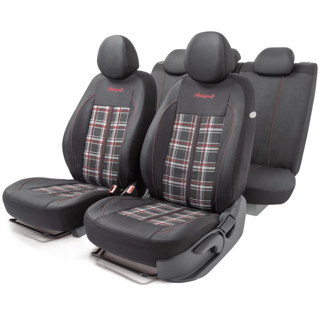 Чехлы автомобильные Autoprofi Polo GTi Жаккард черный/серый/красный 11 предметов