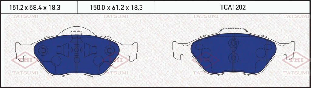 Колодки тормозные дисковые передние FORD Fiesta/Fusion 01-> TMI TATSUMI TCA1202