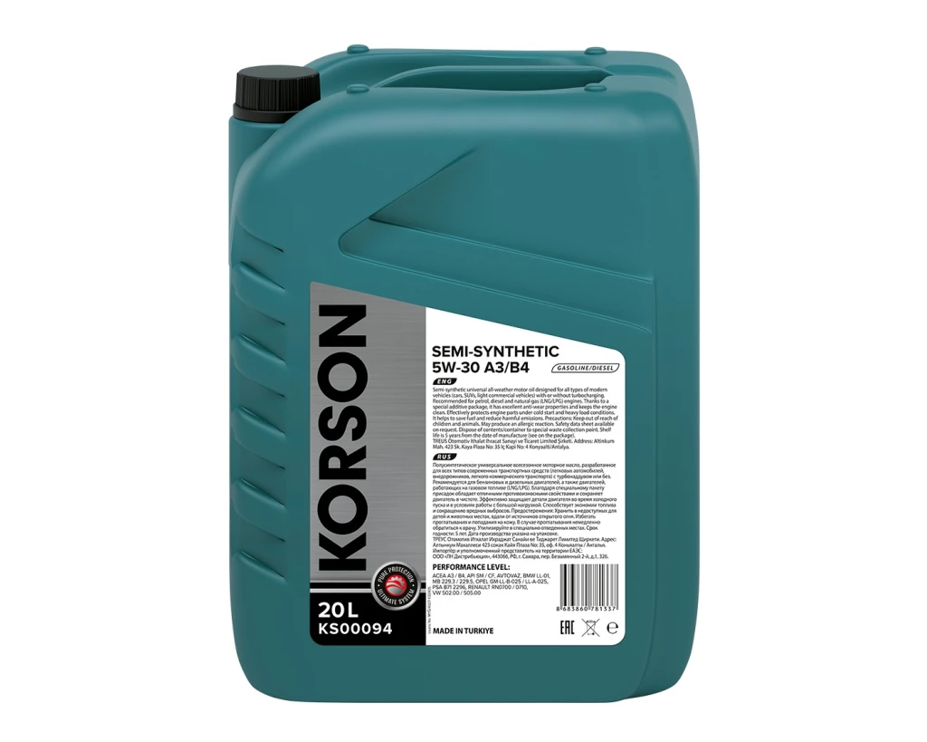 Моторное масло KORSON KS00094 5W-30 полусинтетическое 20 л
