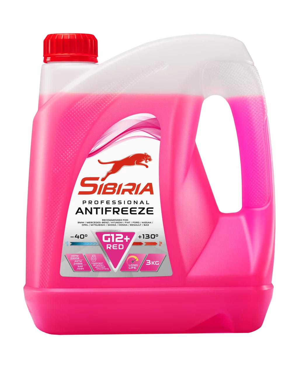 Антифриз Sibiria G12+ красно-розовый -40°С 3 кг