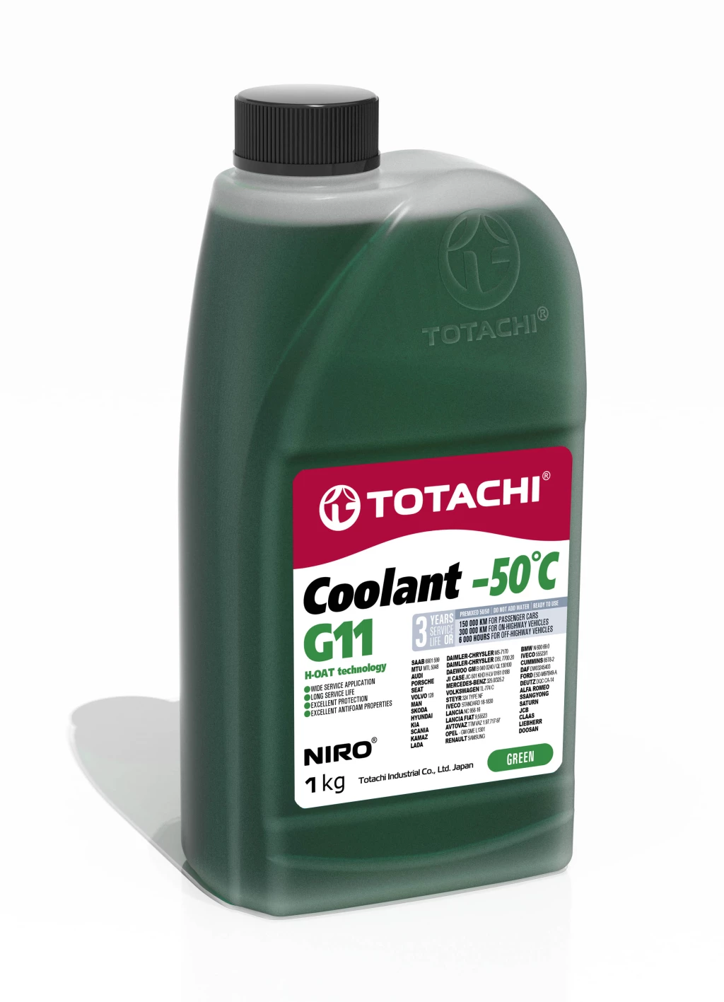 Антифриз Totachi NIRO Coolant Green G11 зеленый -50°С 1 кг
