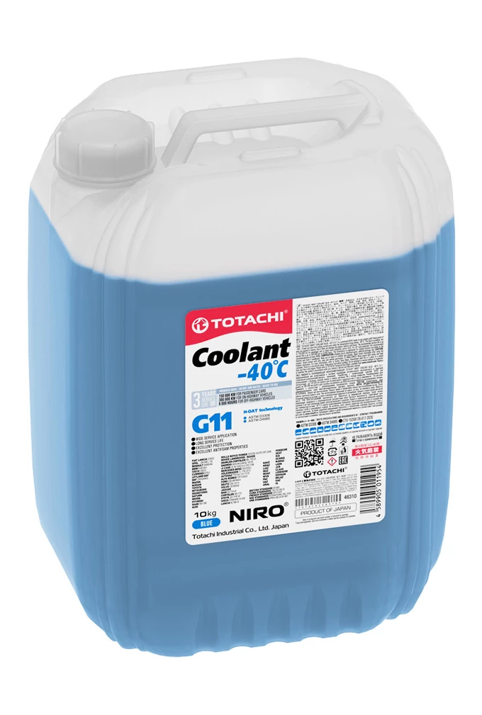 Антифриз Totachi NIRO Coolant Blue G11 синий -40°С 10 кг