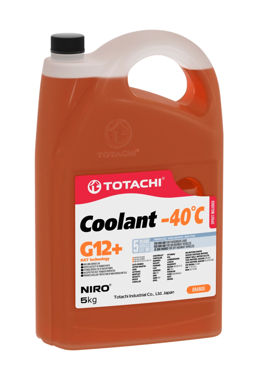 Антифриз Totachi NIRO Coolant Orange G12+ оранжевый -40°С 5 кг