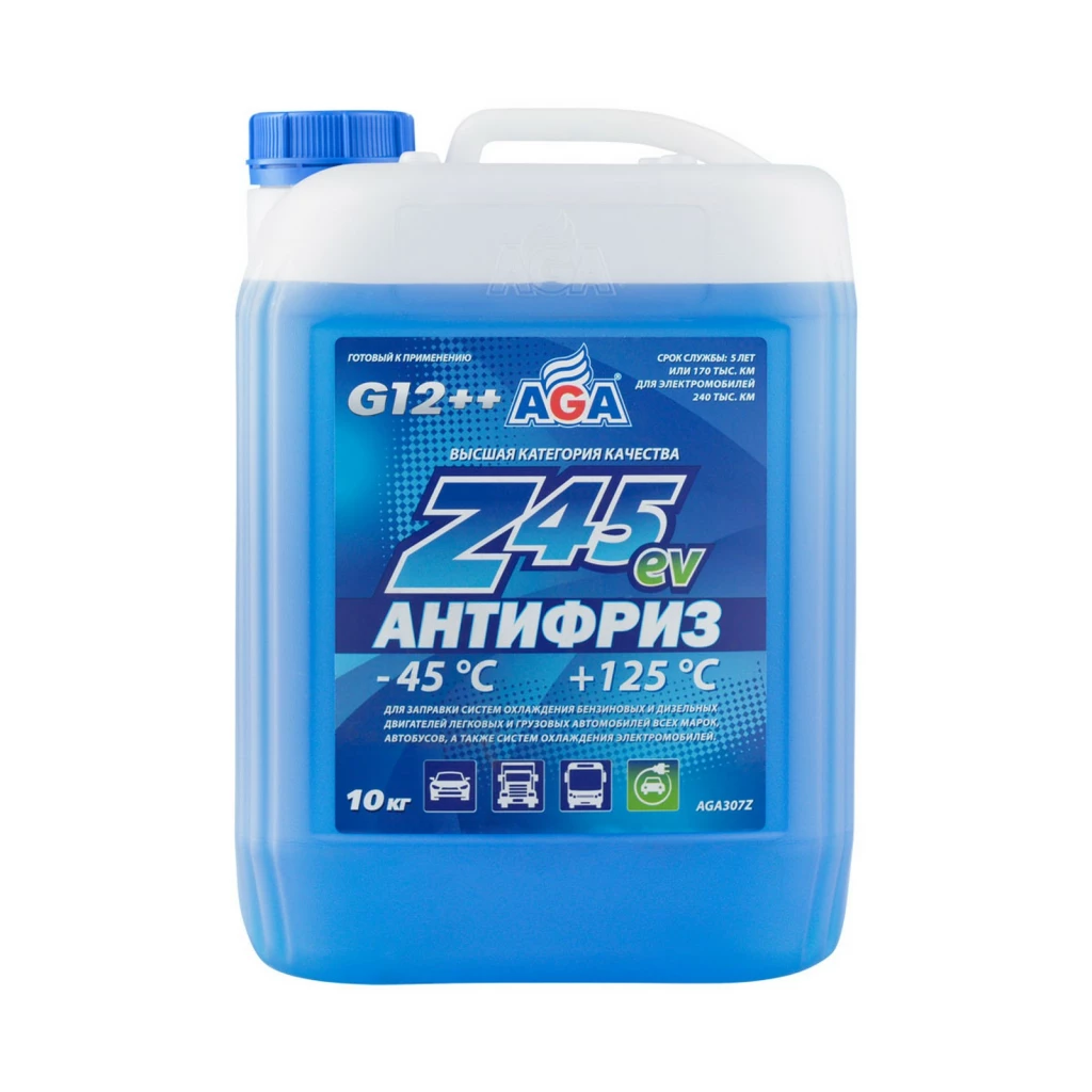 Антифриз AGA Z45ev G12++ синий -45°С 10 кг