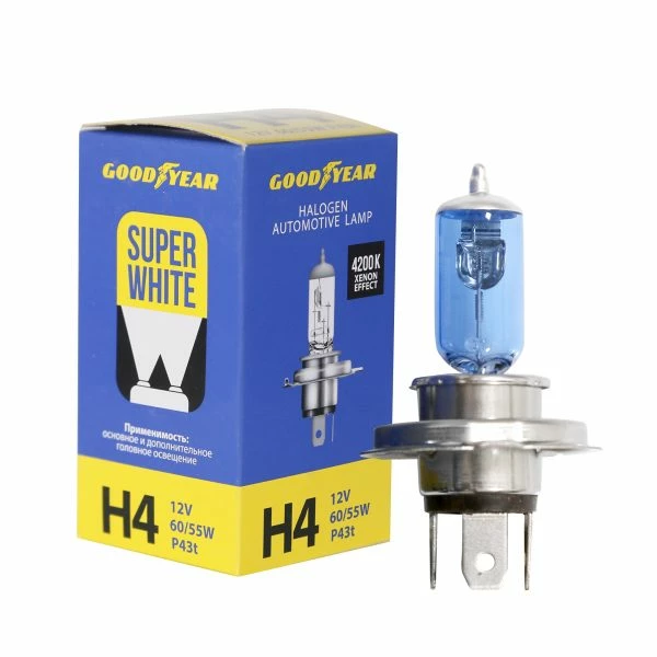 Лампа галогенная GoodYear Super White H4 24V 60/55W, 1