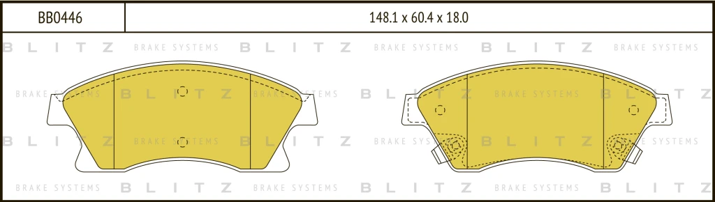 Колодки тормозные дисковые передние CHEVROLET Aveo/Cruze 09-> BLITZ BB0446
