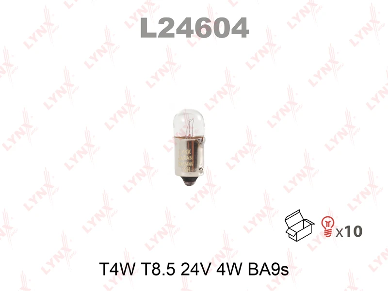 Лампа подсветки LYNXauto L24604 T4W (BA9s) 24В 4Вт 1 шт