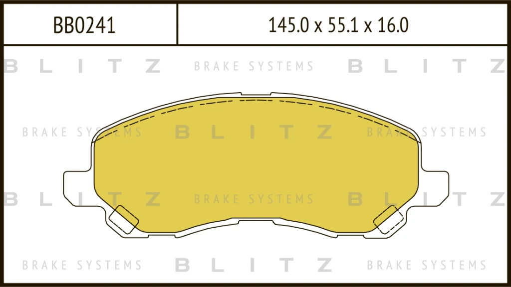 Колодки тормозные дисковые передние MITSUBISHI ASX/Lancer/Outlander 03-> BLITZ BB0241