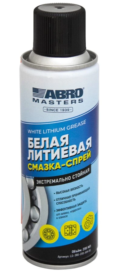 Смазка литиевая ABRO Masters белая спрей 200 мл