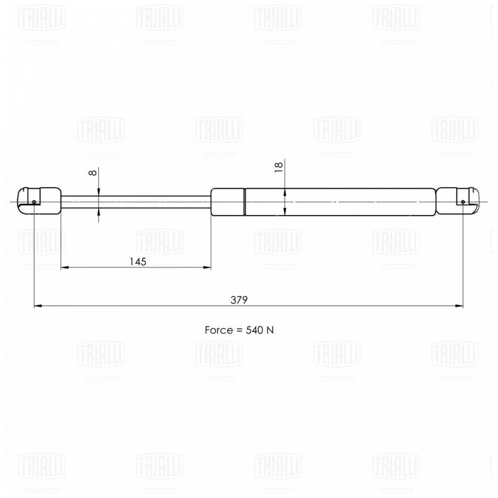 Упор газовый (амортизатор) крышки багажника TRIALLI GS 1026