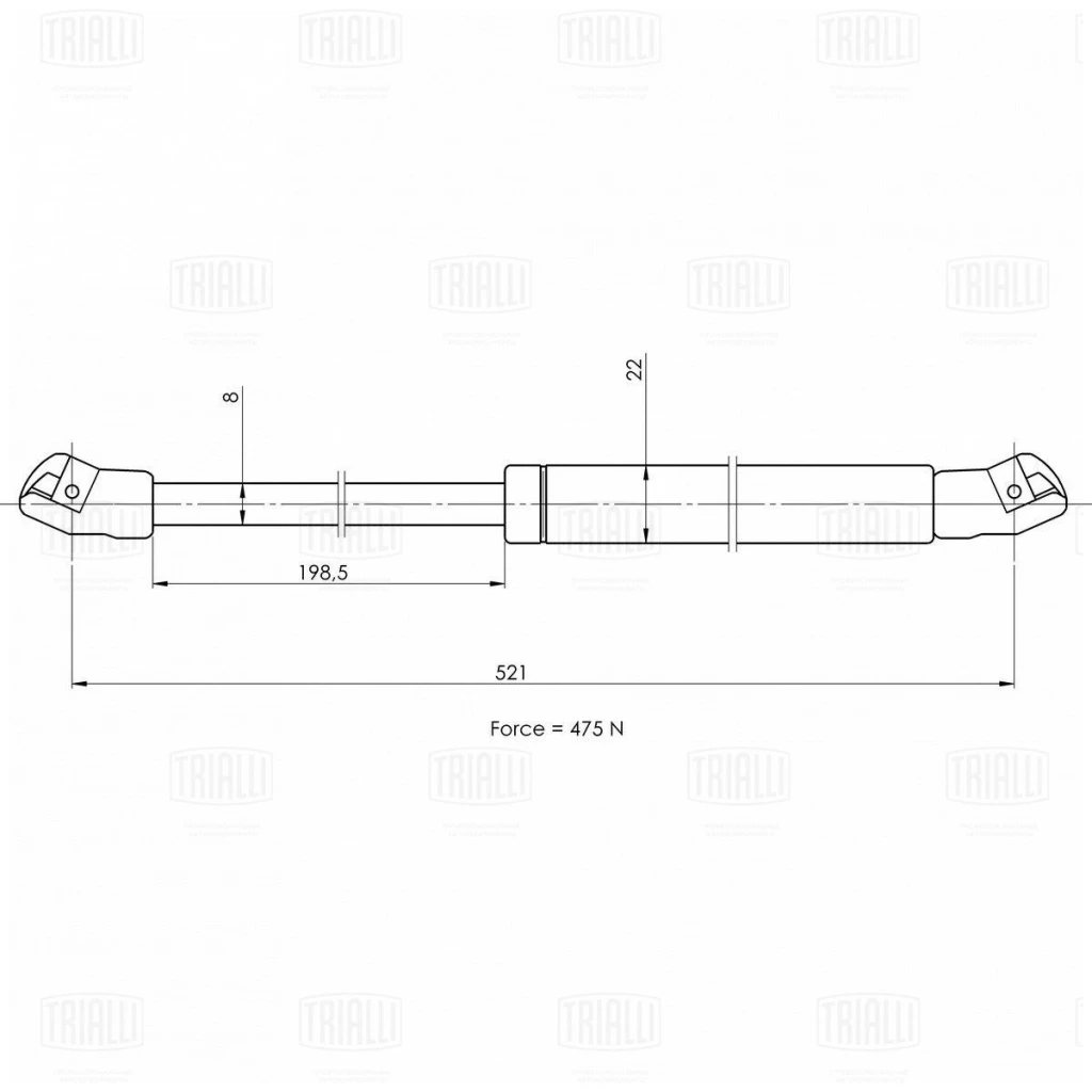 Упор газовый (амортизатор) крышки багажника TRIALLI GS 1841