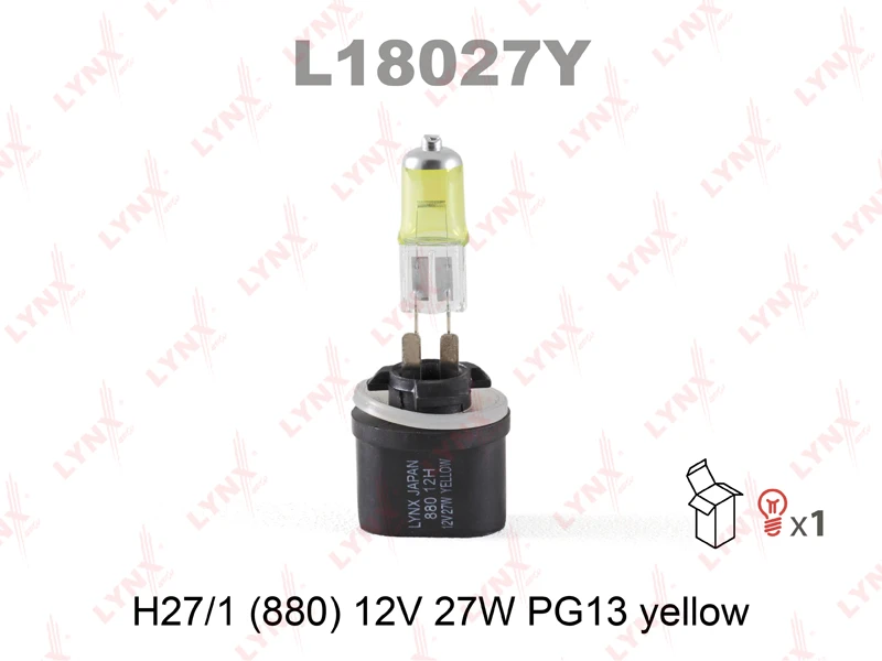 Лампа галогенная LYNXauto L18027Y H27/1 (880) (PG13) yellow 12В 27Вт 1 шт