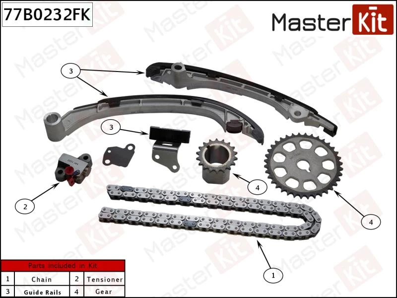 Комплект цепи ГРМ MasterKit 77B0232FK