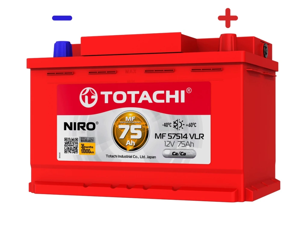 Аккумулятор легковой Totachi Niro 75 а/ч 700А Обратная полярность