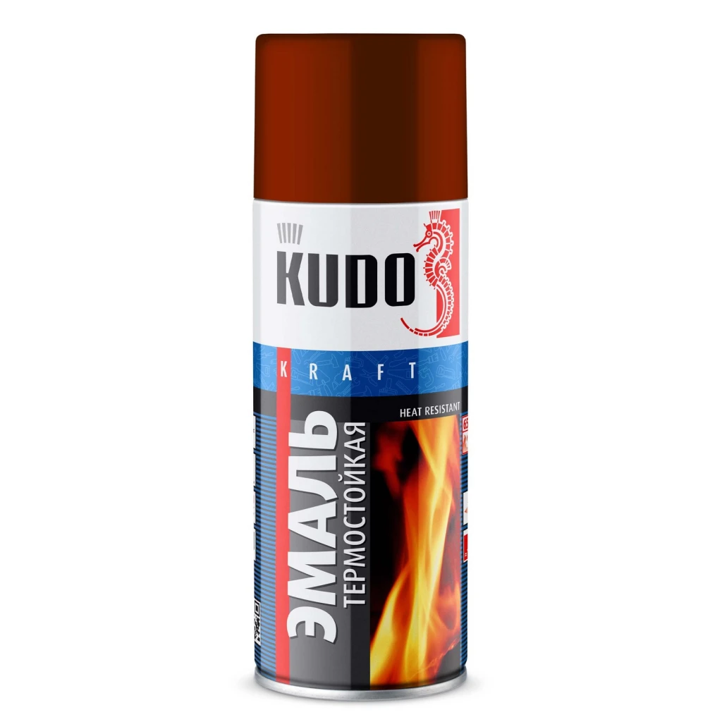Эмаль термостойкая красно-коричневая Kudo 520 мл