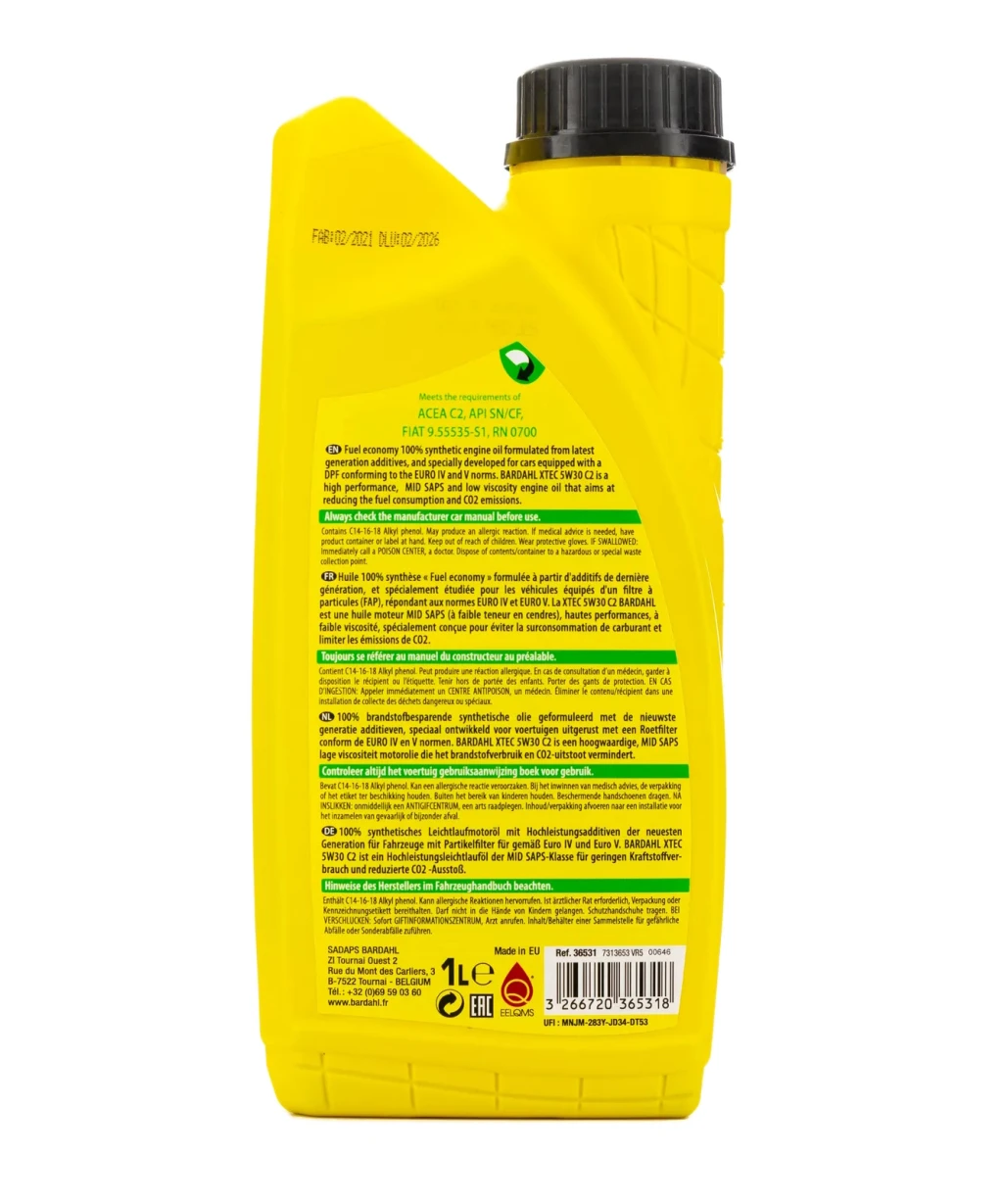 Моторное масло Bardahl XTEC C2 5W-30 синтетическое 1 л