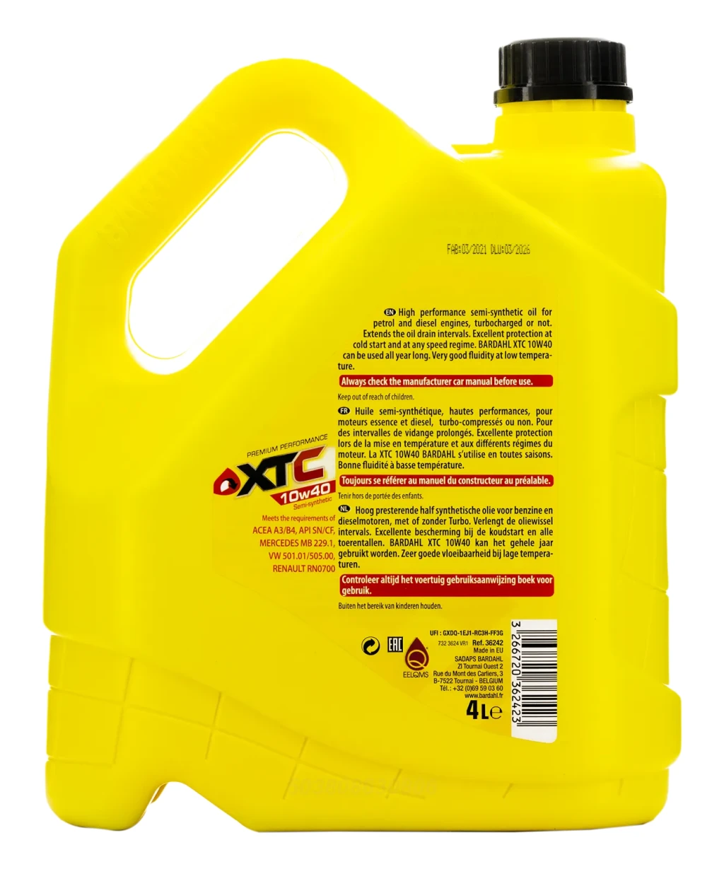 Моторное масло Bardahl XTC 10W-40 полусинтетическое 4 л