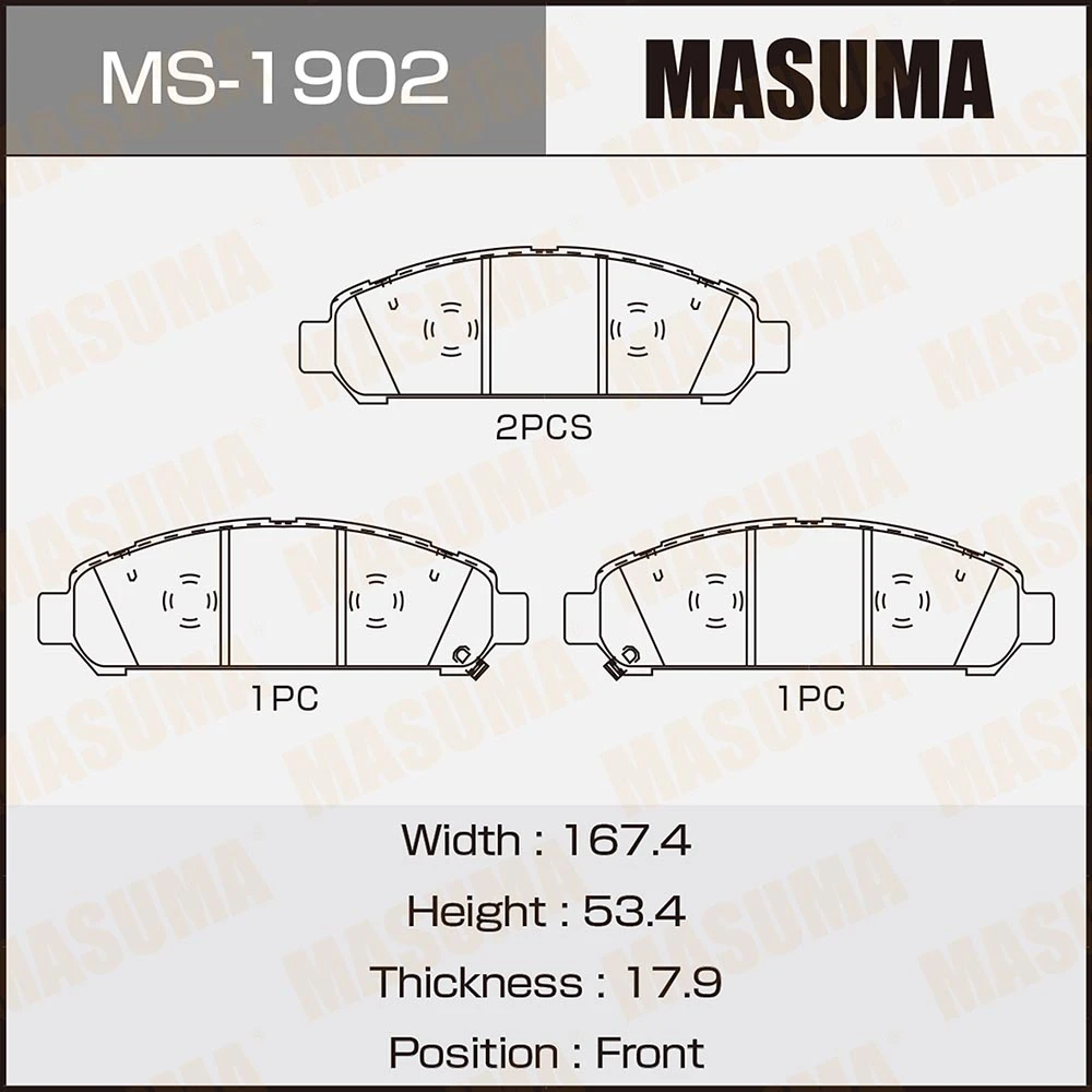 Колодки тормозные дисковые Masuma MS-1902