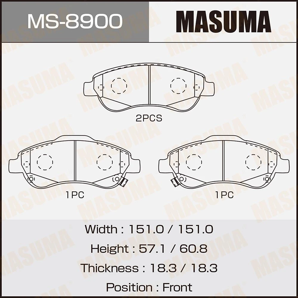 Колодки тормозные дисковые Masuma MS-8900