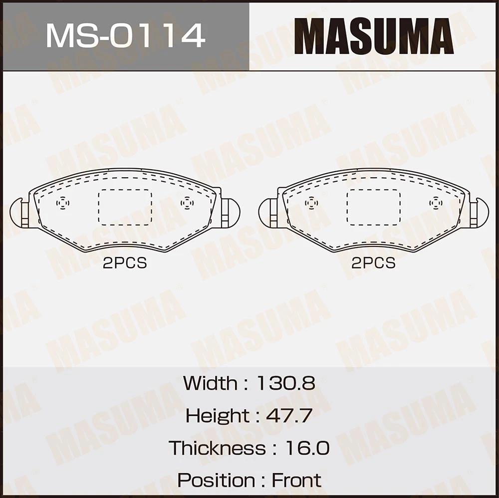 Колодки тормозные дисковые Masuma MS-0114