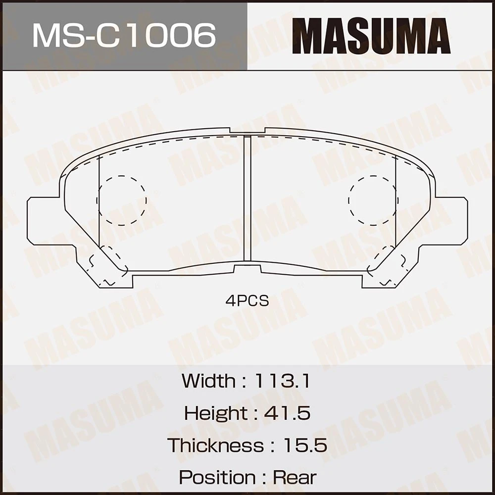 Колодки тормозные дисковые Masuma MS-C1006