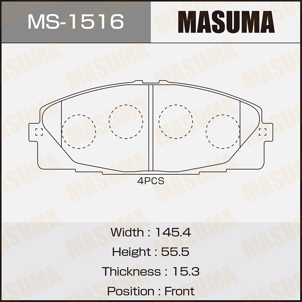 Колодки тормозные дисковые Masuma MS-1516