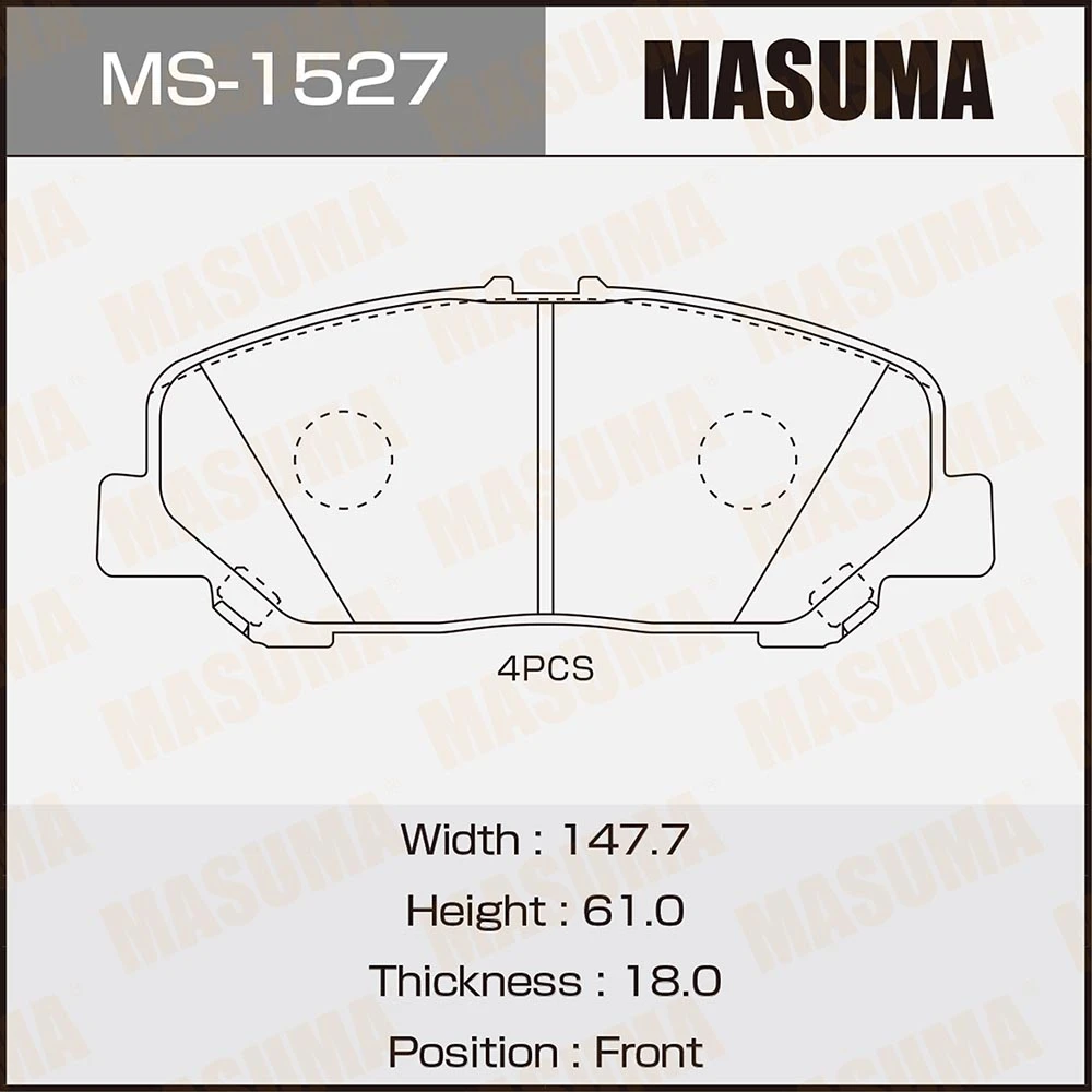 Колодки тормозные дисковые Masuma MS-1527